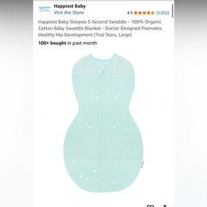 Happiest Baby Transition Swaddle in Teal w/ White Stars